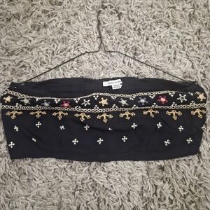 American Eagle Boho Embroidered Bandeau Tube Top Size Small Festival Summer